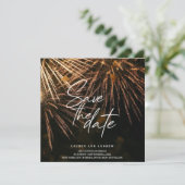 Modernes Blitzfeuer Save the Date Hochzeit Einladung (Stehend Vorderseite)
