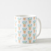 Modernes Blockdruckverfahren Blue Floral Pots Kaff Kaffeetasse (VorderseiteRechts)