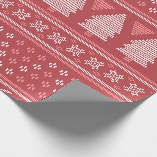 Modernes, blockierendes Weihnachtsbaummuster Geschenkpapier (Ecke)