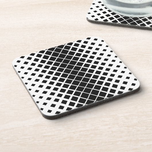 Modernes Blockmuster mit schwarzer Auflösung Getränkeuntersetzer (Linke Seite)