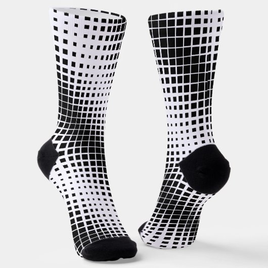 Modernes Blockmuster mit schwarzer Auflösung Socken (Gewinkelt)