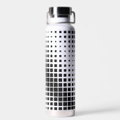 Modernes Blockmuster mit schwarzer Auflösung Trinkflasche (Rückseite)
