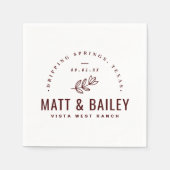 Modernes Bloom Wedding Monogram | Burgund Serviette (Vorderseite)