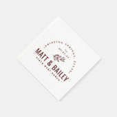 Modernes Bloom Wedding Monogram | Burgund Serviette (Ecke)