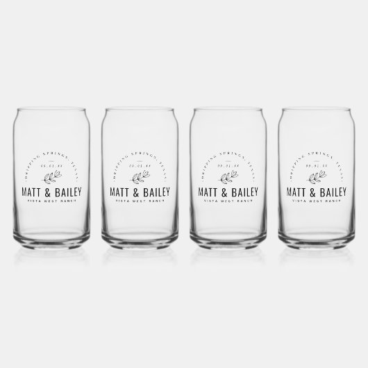 Modernes Bloom Wedding Monogram Dosenglas (Vorderseite)