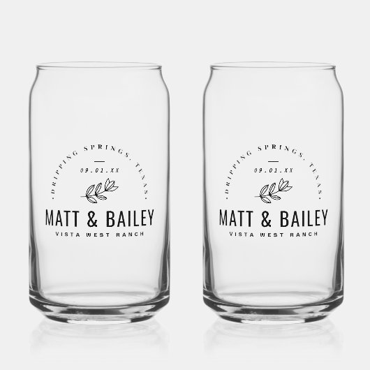 Modernes Bloom Wedding Monogram Dosenglas (Vorderseite)