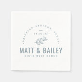 Modernes Bloom Wedding Monogram | Dusty Blue Serviette (Vorderseite)