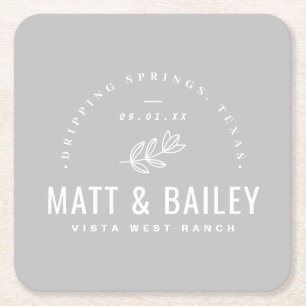 Modernes Bloom Wedding Monogram   Grau Rechteckiger Pappuntersetzer