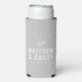 Modernes Bloom Wedding Monogram | Grau Selters Dosenkühler (Seltzer Vorderseite)