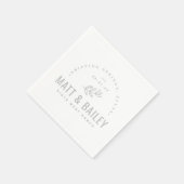Modernes Bloom Wedding Monogram | Grau Serviette (Ecke)