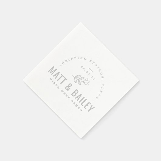 Modernes Bloom Wedding Monogram | Grau Serviette (Ecke)