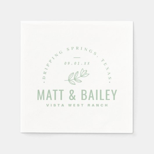 Modernes Bloom Wedding Monogram | Größe Serviette (Vorderseite)