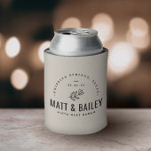 Modernes Bloom Wedding Monogram | Hellbeige Dosenkühler