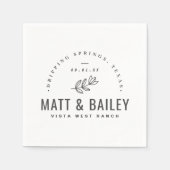 Modernes Bloom Wedding Monogram | Holzkohle Serviette (Vorderseite)