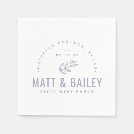 Modernes Bloom Wedding Monogram | Lilac Serviette (Vorderseite)