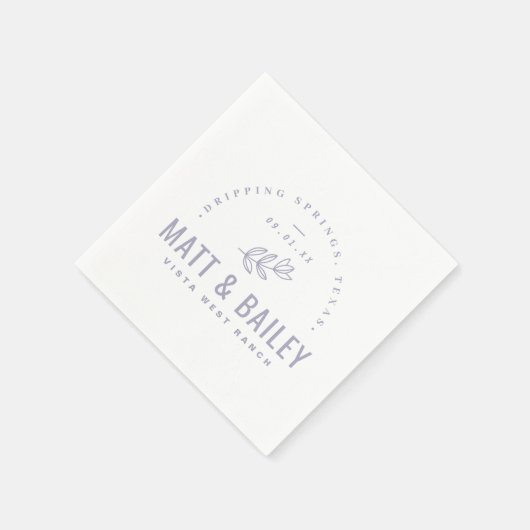 Modernes Bloom Wedding Monogram | Lilac Serviette (Ecke)