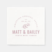 Modernes Bloom Wedding Monogram | Mauve Serviette (Vorderseite)