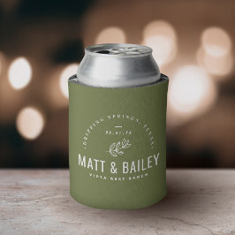 Modernes Bloom Wedding Monogram | Olive Green Dosenkühler