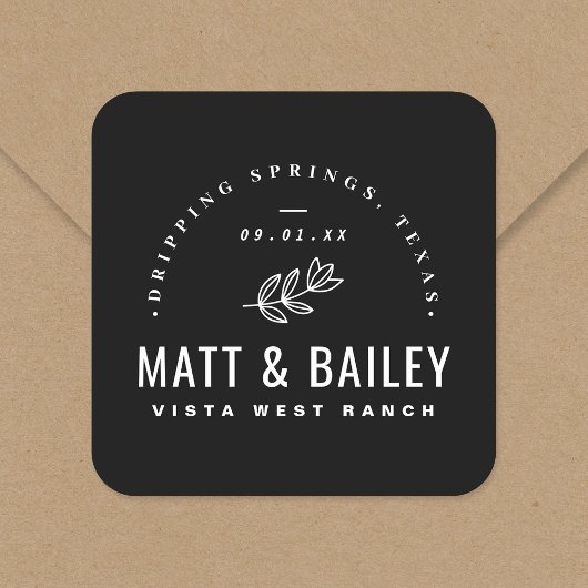 Modernes Bloom Wedding Monogram Quadratischer Aufkleber