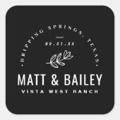 Modernes Bloom Wedding Monogram Quadratischer Aufkleber (Vorderseite)