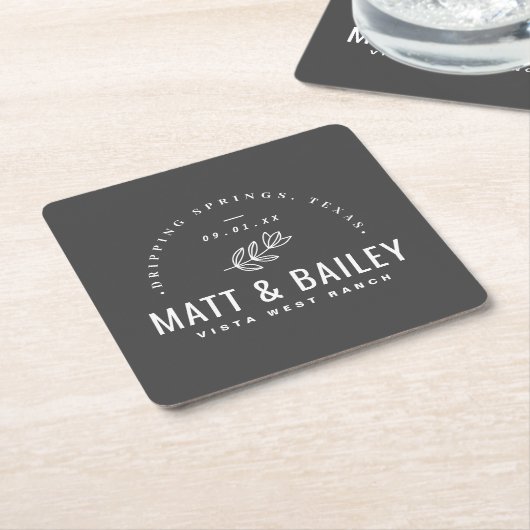 Modernes Bloom Wedding Monogram Rechteckiger Pappuntersetzer (angewinkelt)