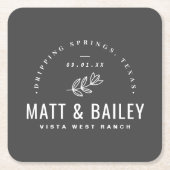 Modernes Bloom Wedding Monogram Rechteckiger Pappuntersetzer (Vorderseite)