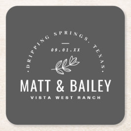 Modernes Bloom Wedding Monogram Rechteckiger Pappuntersetzer