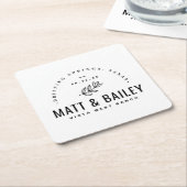 Modernes Bloom Wedding Monogram Rechteckiger Pappuntersetzer (angewinkelt)