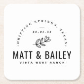 Modernes Bloom Wedding Monogram Rechteckiger Pappuntersetzer (Vorderseite)