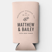 Modernes Bloom Wedding Monogram | Rosa Selters Dosenkühler (Vorderseite)