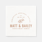 Modernes Bloom Wedding Monogram | Terra Cotta Serviette (Vorderseite)