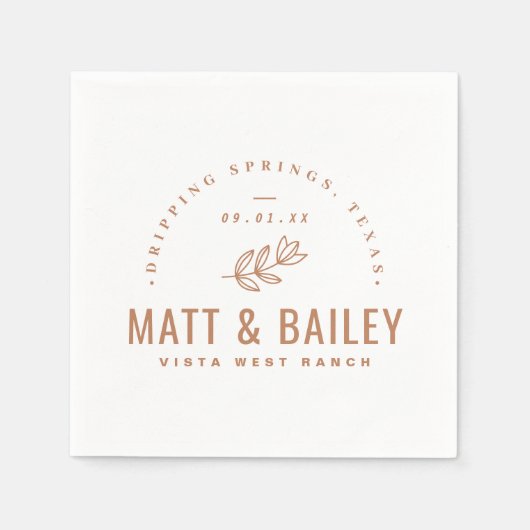 Modernes Bloom Wedding Monogram | Terra Cotta Serviette (Vorderseite)