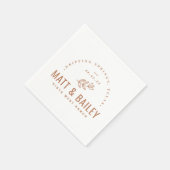 Modernes Bloom Wedding Monogram | Terra Cotta Serviette (Ecke)
