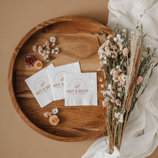 Modernes Bloom Wedding Monogram | Terra Cotta Serviette