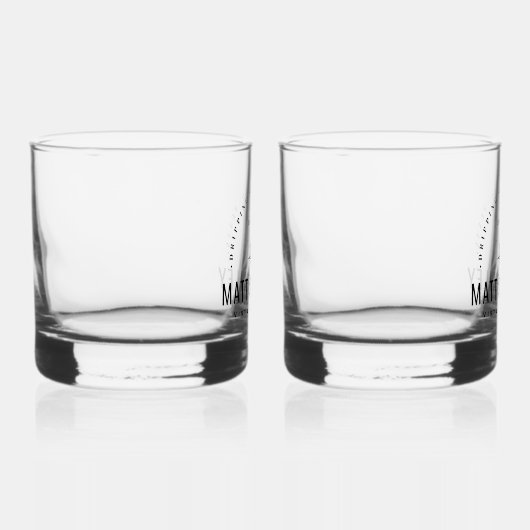Modernes Bloom Wedding Monogram Whiskyglas (Rechts)