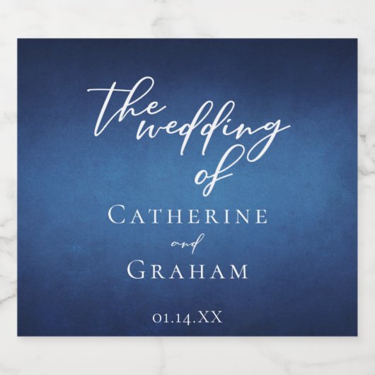 Modernes Blue Abend Hochzeit individuell anpassbar Bierflaschenetikett (Einzelnes Label)