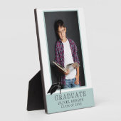 Modernes Blue Abschluss Graduate Foto Fotoplatte (Seite)