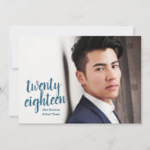 Modernes Blue Abstrakt Graduate Foto Einladungen (Vorderseite)