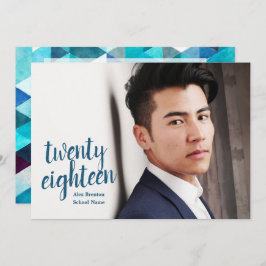 Modernes Blue Abstrakt Graduate Foto Einladungen