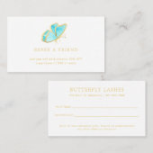 Modernes Blue and Gold Butterfly Elegant Empfehlungskarte (Vorne/Hinten)