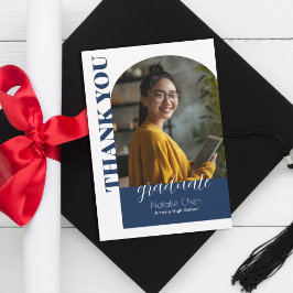 Modernes Blue Arch Foto Graduate Dankeskarte