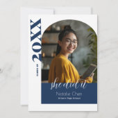 Modernes Blue Arch Foto hat sie es gemacht Abschlu Ankündigung (Vorderseite)