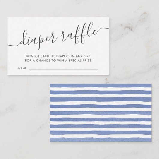 Modernes Blue Baby Diaper Raffle Begleitkarte (Vorne/Hinten)