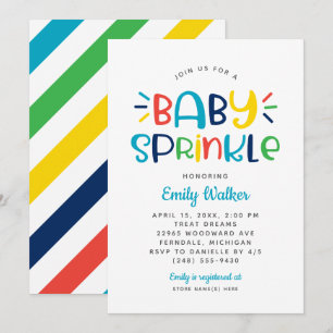 Modernes Blue Baby Sprinkle für die Kinderdusche Einladung