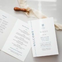 Modernes Blue Bar Mitzvah Folded Program Booklet