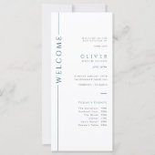 Modernes Blue Bar Mitzvah Programmkarte Zeitplan (Vorderseite)