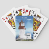 Modernes Blue Beach Ocean Lighthouse Mit Monogramm Spielkarten (Rückseite)