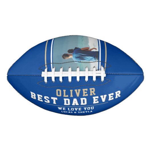 Modernes Blue Best Vater Jeden Vatertag Foto Football (Vorderseite)