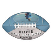 Modernes Blue Best Vater Jeden Vatertag Foto Football (Vorderseite)