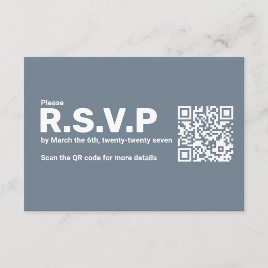Modernes Blue Big UAWG QR Code Hochzeit Begleitkarte (Vorderseite)